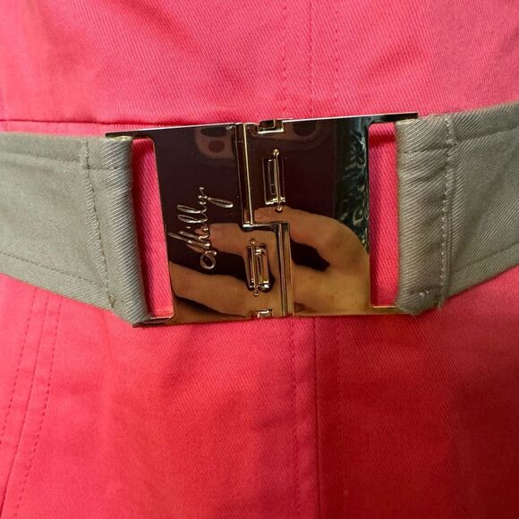 Milly Colorblock Belted Notch Neck Mini Sheath Dress - Picture 6 of 12